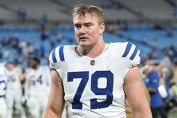 CHARLOTTE, NC &#8211; NOVEMBER 05: Indianapolis Colts offensive tackle Bernhard Raimann (79) during a NFL, American Football H