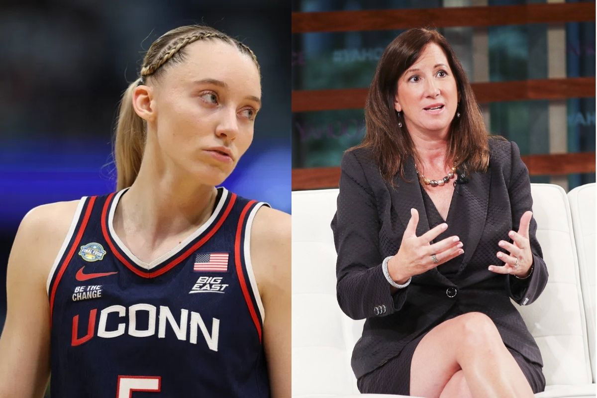 Paige Bueckers and Cathy Engelbert