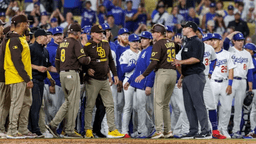 Dodgers and Padres benches clearing