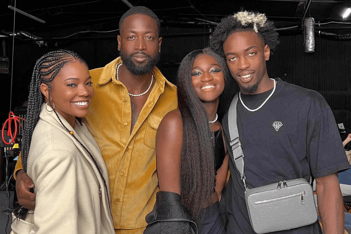 An image of Dwyane Wade with wife Gabrielle Union and children Zaire Wade and Zaya Wade