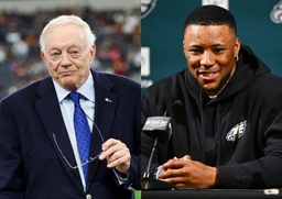 Jerry Jones and Saquon Barkley