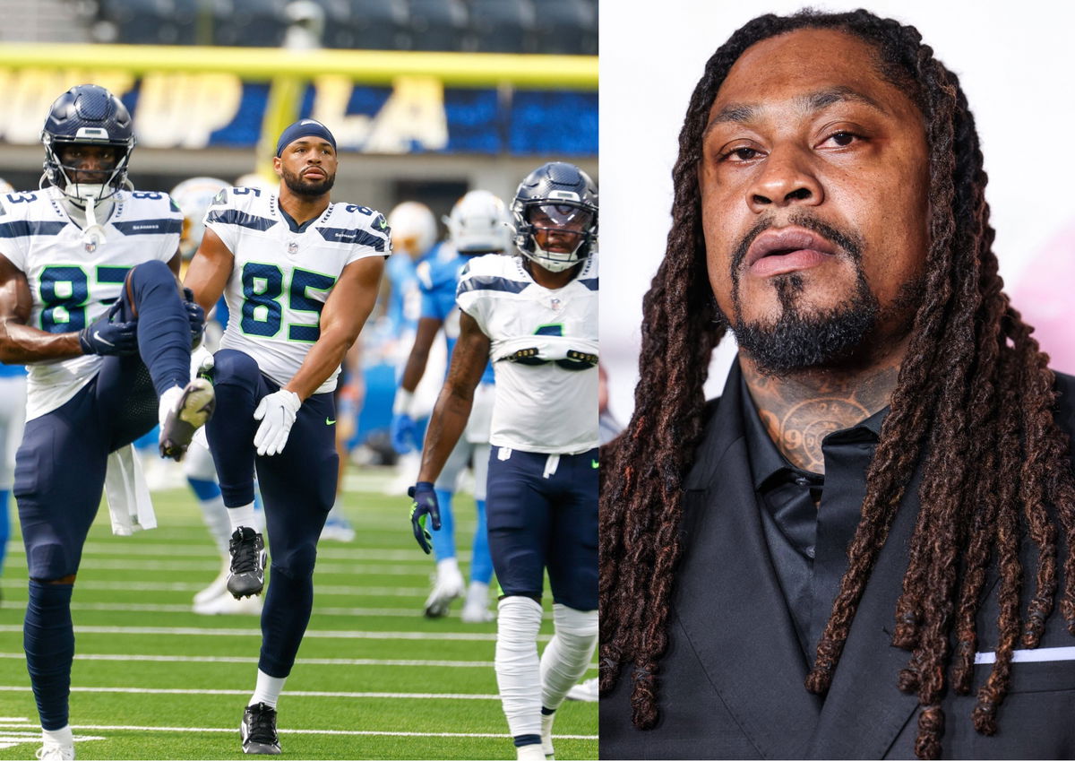 Seahawks players Marshawn Lynch