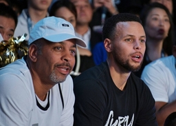 Golden State Warriors Point guard Stephen Curry R and his father Dell Curry attend the event of Un