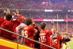 KANSAS CITY, MO &#8211; OCTOBER 06: Kansas City Chiefs fans do the Tomahawk Chop in the first quarter of an NFL, American Foot
