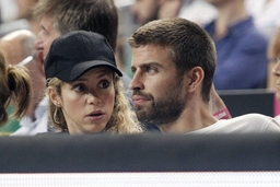 FC Barcelona s Gerard Pique and his wife colombian singer Shakira during 2014 FIBA Basketball World