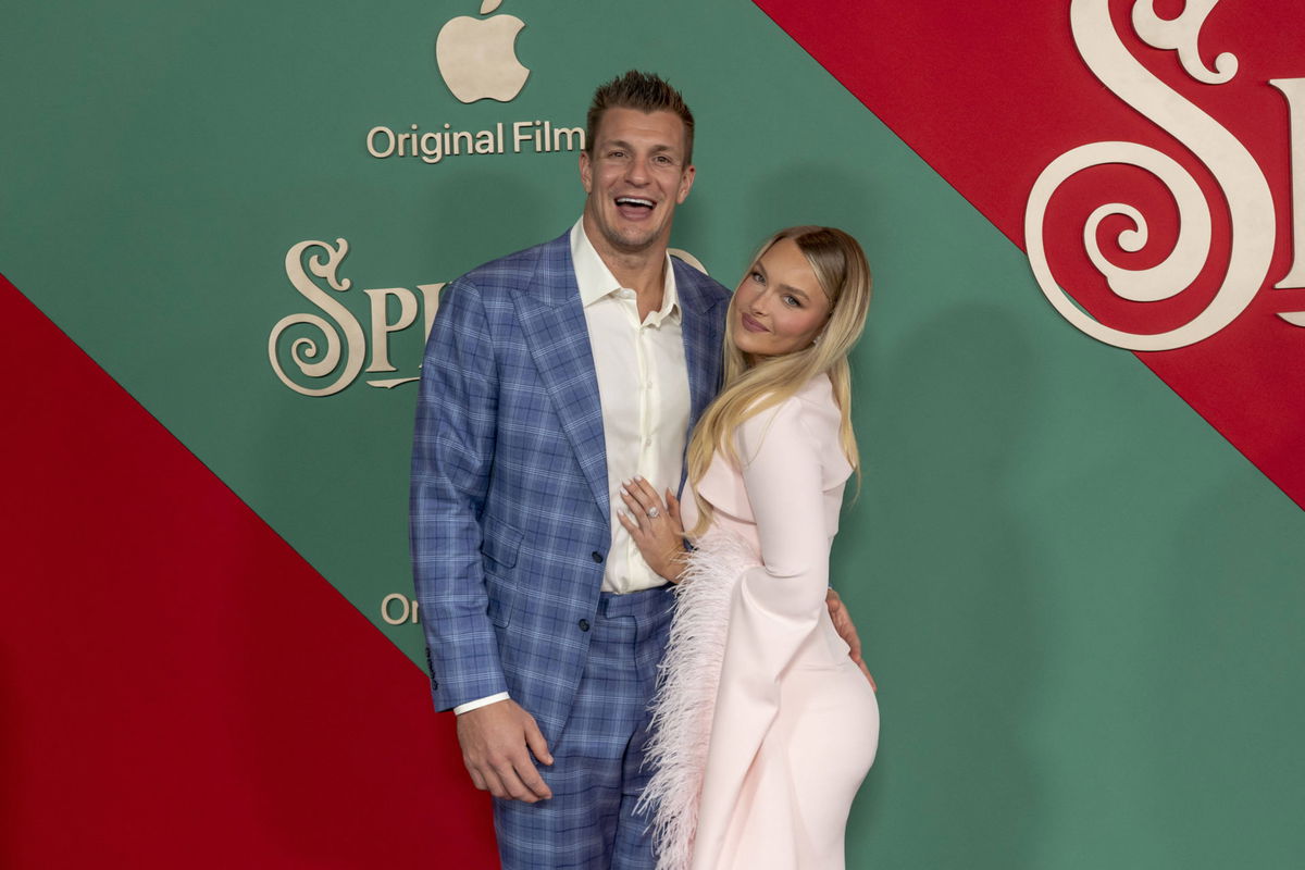November 7, 2022, New York, United States: Rob Gronkowski and Camille Kostek attend the Apple Original Film s Spirited N