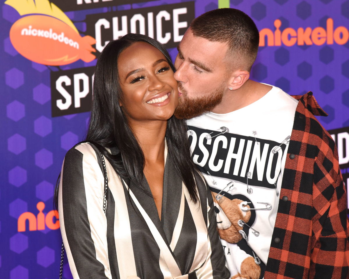 July 19, 2018, Santa Monica, California, USA: Travis Kelce and Kayla Nicole attends NickelodeonÃ¢â ¬â ¢s KidsÃ¢â ¬â ¢ Ch