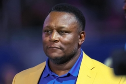 Miami Dolphins vs Detroit Lions Former Detroit Lions player Barry Sanders is recognized during a ceremony announcing the