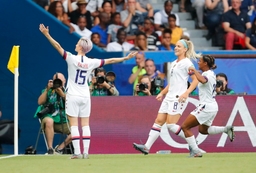 Soccer: Womens World Cup-France vs USA, Jun 28, 2019; Paris, FRANCE; United States forward Megan Rapinoe (15) celebrates