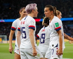 Soccer: Womens World Cup-France vs USA, Jun 28, 2019; Paris, FRANCE; United States forward Megan Rapinoe (15) celebrates