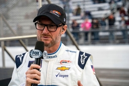 April 08, 2022 &#8211; Martinsville , VA, USA: Dale Earnhardt Jr prepares to take to the track for the Call 811 Before You Dig