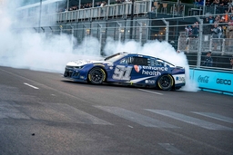 July 2, 2023, Chicago, Illinois, USA: NASCAR, Motorsport, USA Cup Driver, Shane van Gisbergen (91), celebrates his win f
