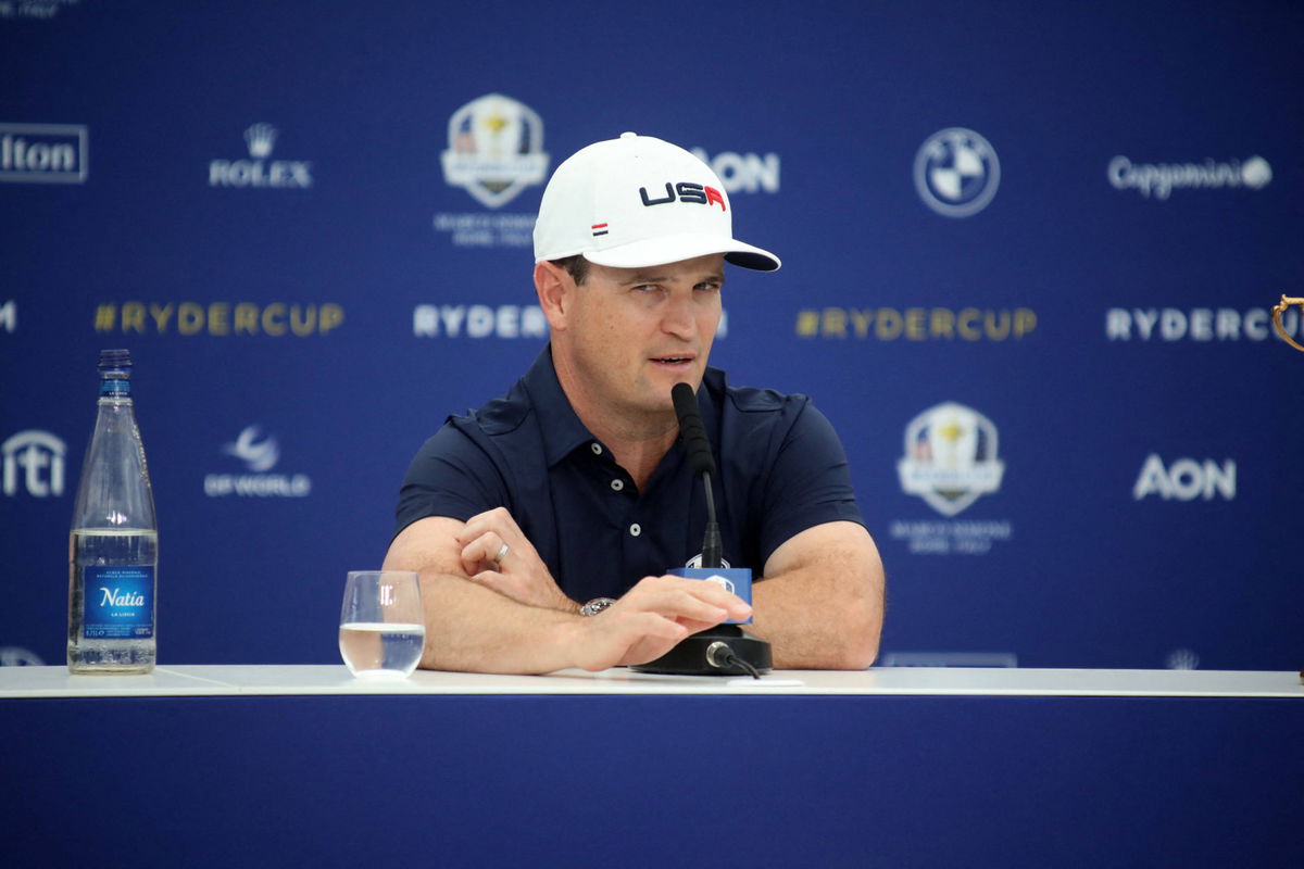 Golf Ryder Cup 2023: USAs Captain Zach Johnsons, Europes Captain,s Luke Donald during press conference, PK, Pressekon