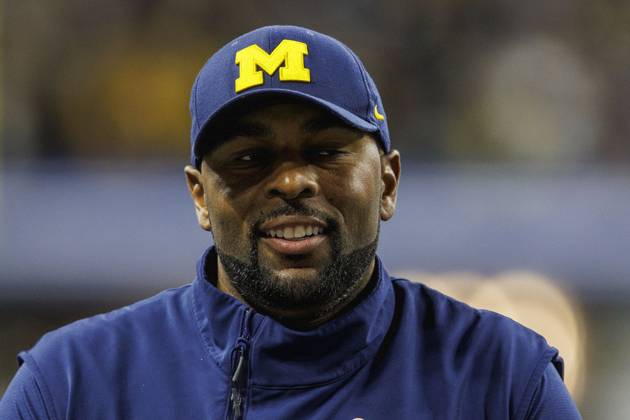 December 02, 2023: Michigan offensive coordinator Sherrone Moore during pregame of NCAA, College League, USA football ga