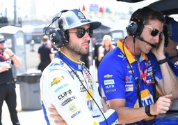 NASHVILLE, TN &#8211; JUNE 29: Chase Elliott ( 9 Hendrick Motorsports NAPA Auto Parts Chevrolet) looks on as Alan Gustafson, h