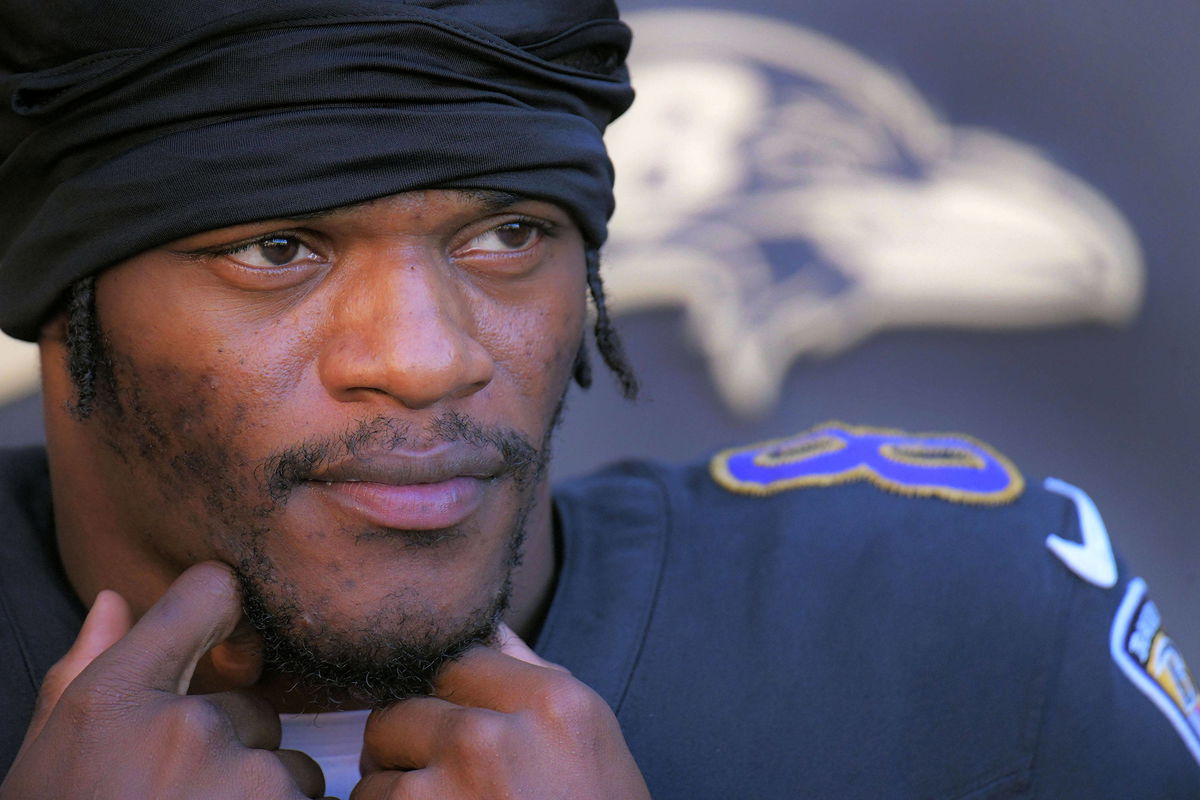 SPORTS-FBN-RAVENS-JACKSON-BZ Baltimore Ravens quarterback Lamar Jackson speaks to the media during practice on Thursday,