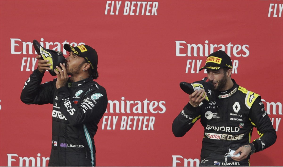 Daniel Ricciardo : Lewis Hamilton "Asked" for Shoey on Imola Podium -  EssentiallySports