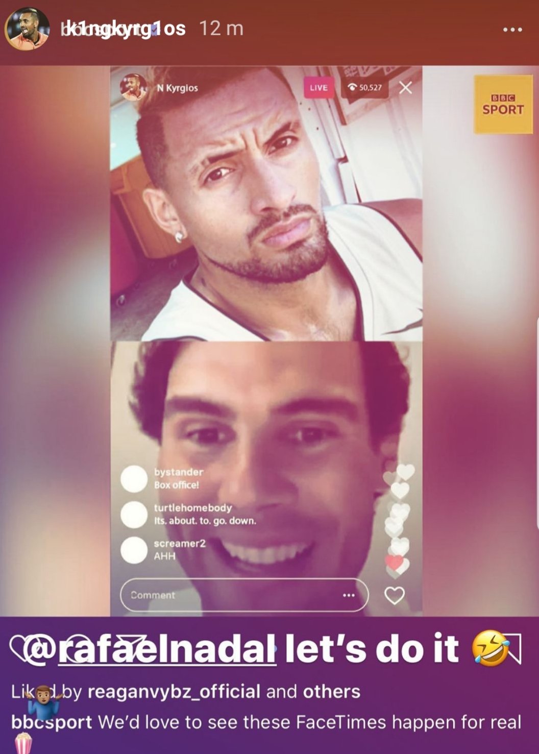 Nick Kyrgios Invites Rafael Nadal for an Instagram Live