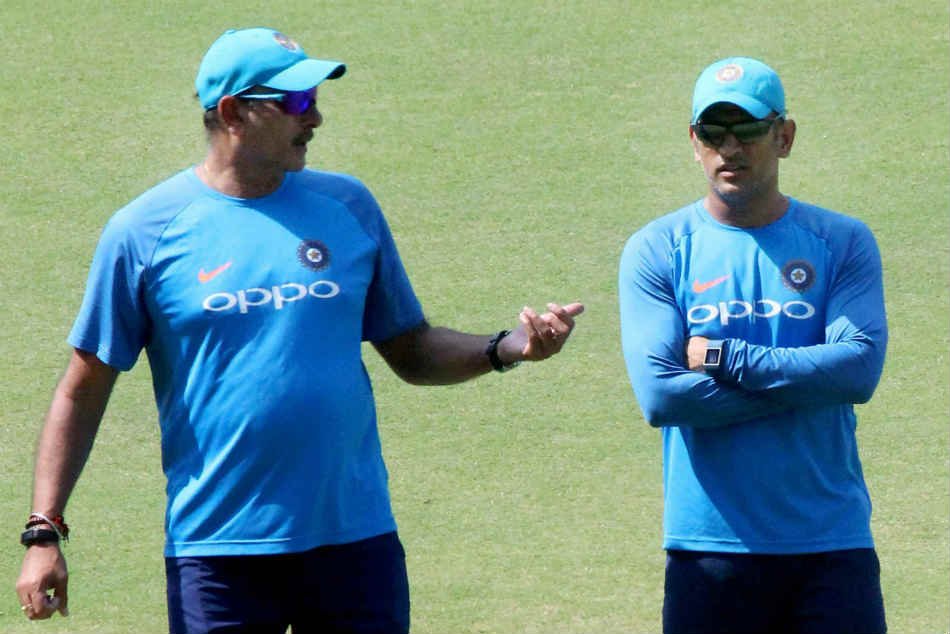 Image result for ms dhoni with ravi shastri